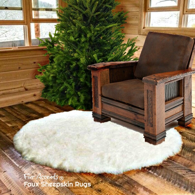 Plush Faux Fur Round Area Rug White Ivory off White Shag Etsy