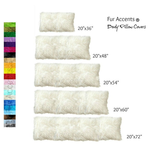 Plush Faux Fur Pillow - Sham - Cover - 5 New Sizes - Body Pillow Bolster Throw - Toss -  Inserts Not Included - Fur Accents USA