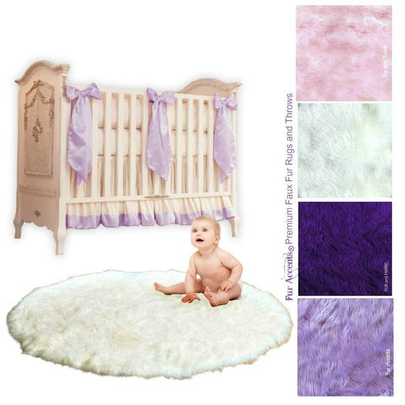 Plush Faux Fur Area Rug - Shaggy Sheepskin - Round Shape - Designer Throw Carpet - 4 Colors -Art Rug by Fur Accents - USA