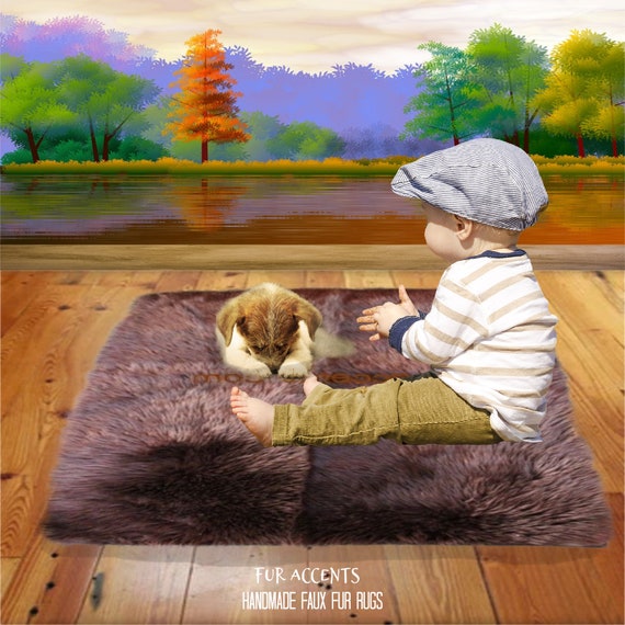 Plush Faux Fur Area Rug - Shaggy Thick Sheepskin - Rectangle Shape Pelt Design  - Throw 6 Colors Designer Art Rug by Fur Accents USA