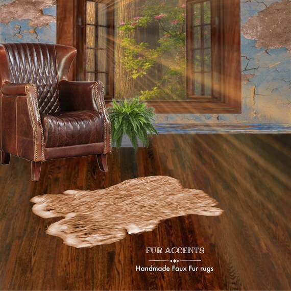 Plush Faux Fur Area Rug - 6 Colors and  Sizes- New Pelt Shape Designer Throw Rug - Art Rugs by Fur Accents - USA