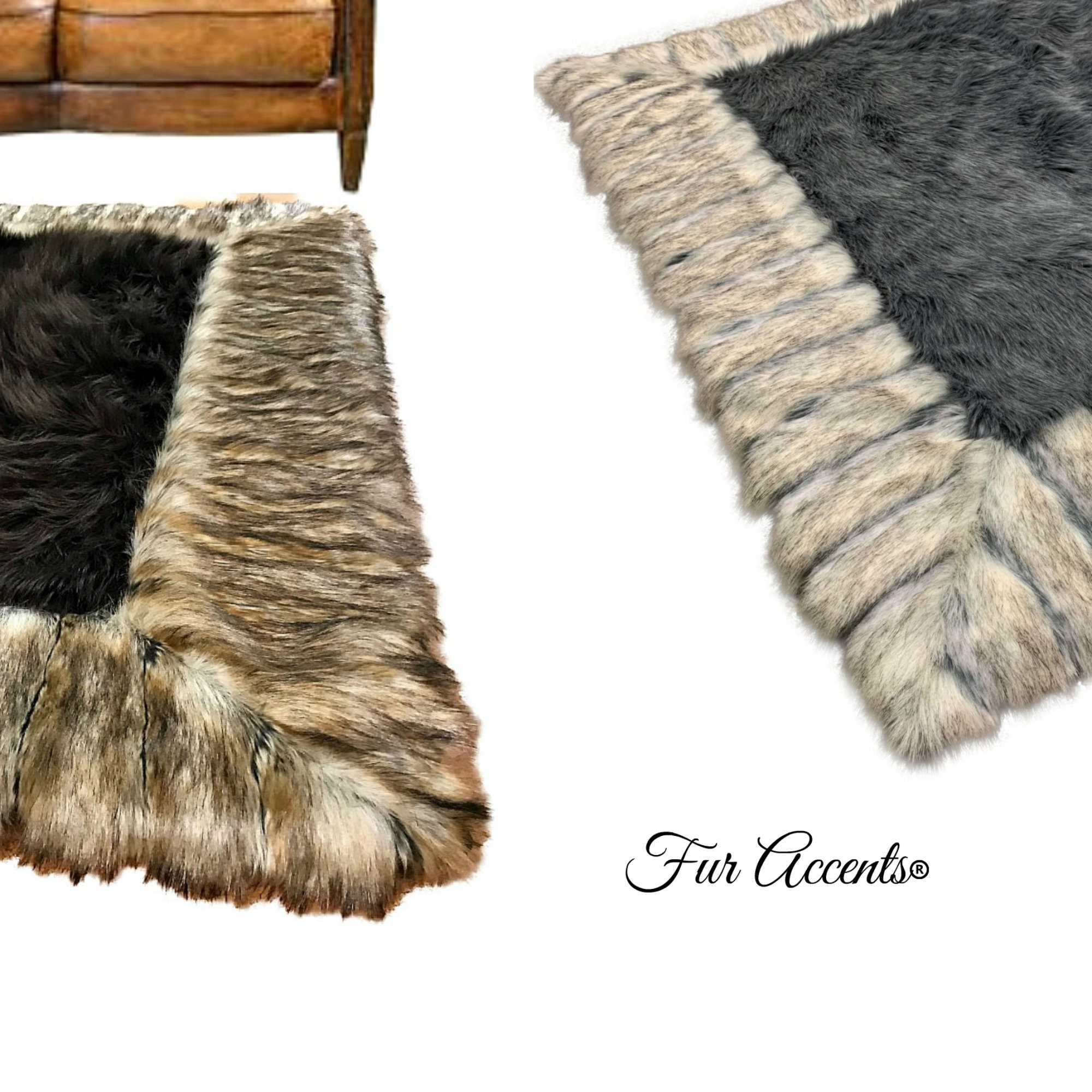 Faux Fur Throw Area Rug Shag Rug with Beautiful Ribbed Fox | Etsy