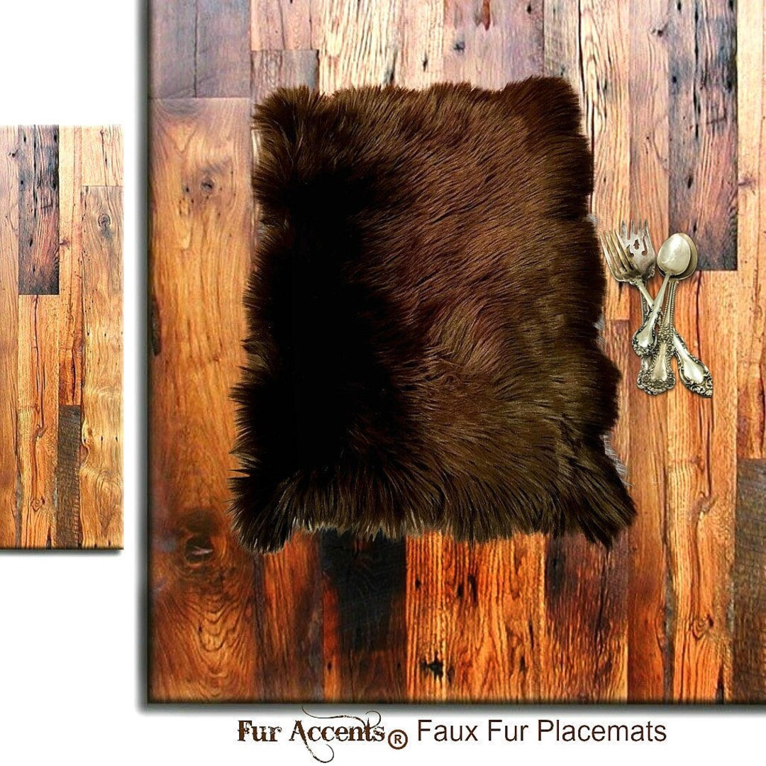 4 Plush Luxury Faux Fur Placemats Soft Shaggy Scalloped Etsy
