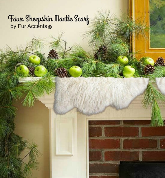 Plush Faux Fur Sheepskin Mantle Scarf, Doily,Christmas , Pelt Rug, Luxury White Shag,Carpet,Runner, Thick, Soft, Fur Accents Originals USA