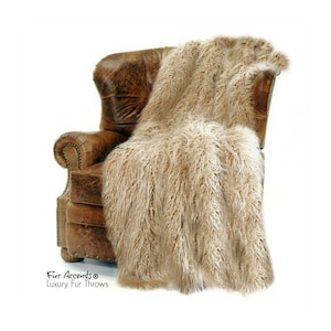 Plush Faux Fur Throw Blanket Mongolian Sheepskin - Shaggy Llama Design - 10 Colors - Designer Throw - Fur Accents - USA