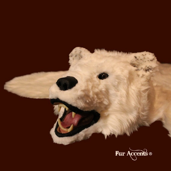 Bear Skin Rug - Hand Made - Realistic - Life Size - Luxury Fur - Brown - White - Black - Off White - Fur Accents USA