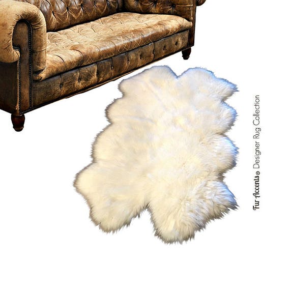 Plush Faux Fur Mongolian Sheepskin Area Rug - Traditional Long Hair Shag Designer Throw Rug - 6 Colors 100% Animal Friendly Fur Accents USA