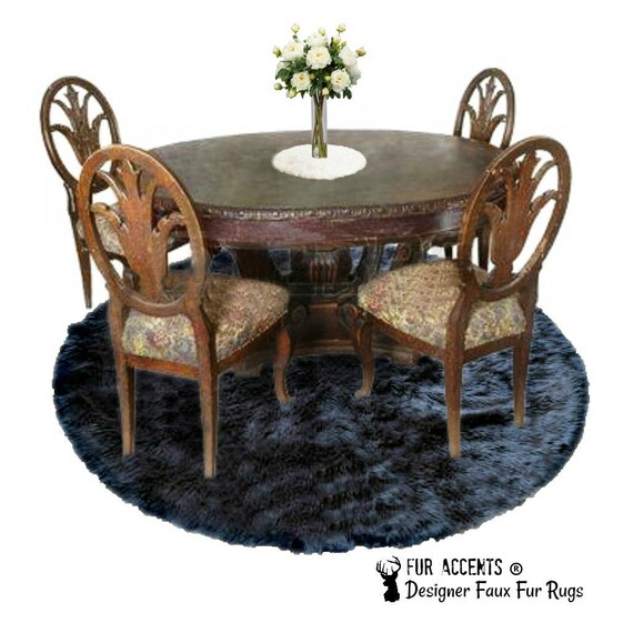 Plush Faux Fur Area Rug - Shaggy Sheepskin - Round Shape - Designer Throw Carpet - 6 Colors -Art Rug by Fur Accents - USA