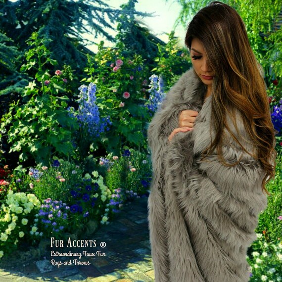 Plush Faux Fur Throw Blanket - Bedspread -  Comforter or Duvet - 25 New Colors - Shag Luxury Fur - Minky Cuddle Lining - Fur Accents - USA
