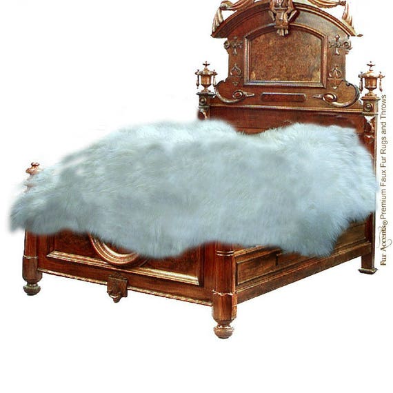 Plush Faux Fur Area Rug - Shaggy Thick Icelandic Sheepskin - Natural Pelt Shape - Throw 6 Colors Designer Art Rug by Fur Accents USA