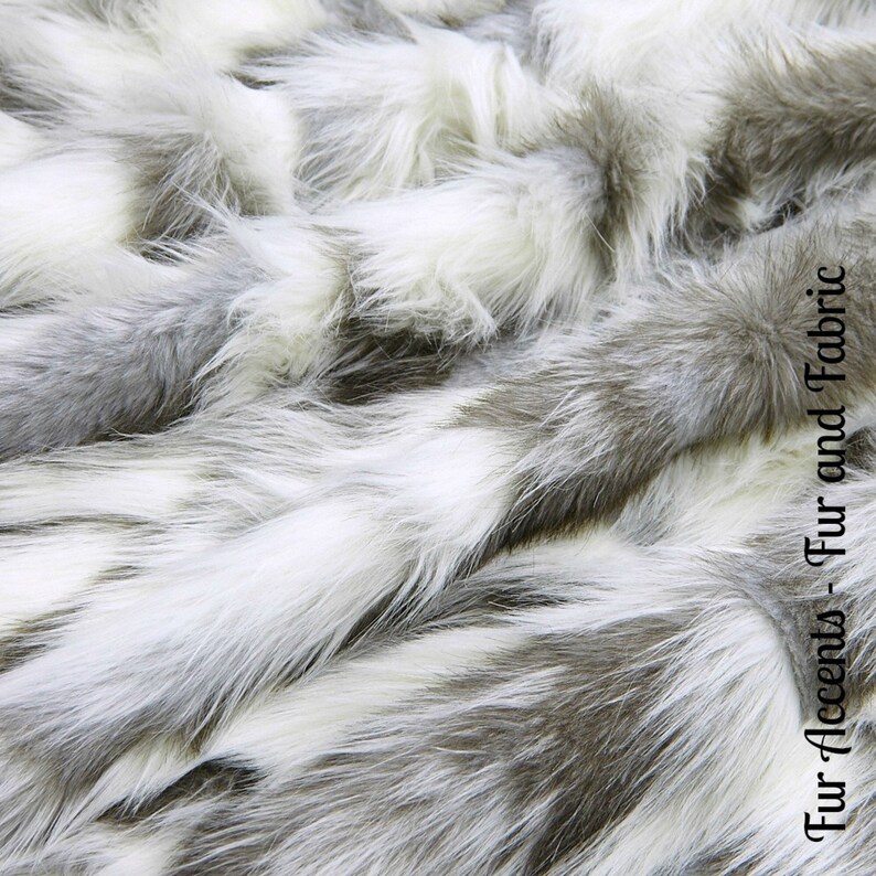 FUR ACCENTS Exotic Faux Fur Shaggy Gray Nordic Fox Hooded Coat Etsy