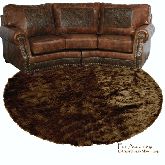 Plush Faux Fur Area Rug - Luxury Fur-Thick White Shaggy Sheepskin- Round Shape - Extraordinary Designer Throw Carpet - Fur Accents USA