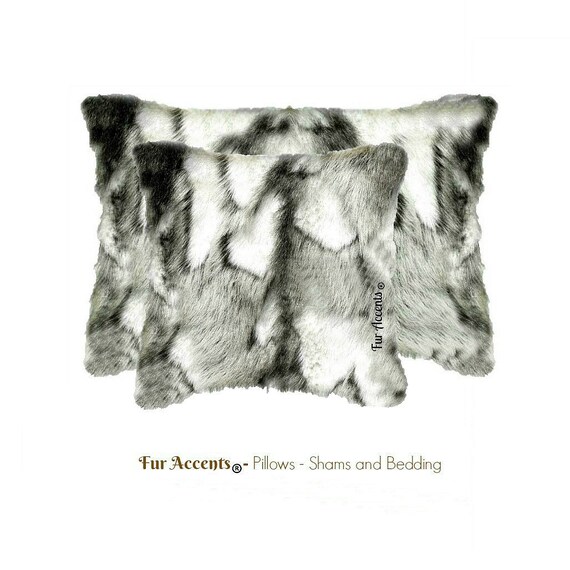 Plush Faux Fur Pillow - Sham - Cover - Luxury Fur - Exotic Gray Rabbit -  New Sizes and Colors - Designer Throw - Toss -  Fur Accents USA