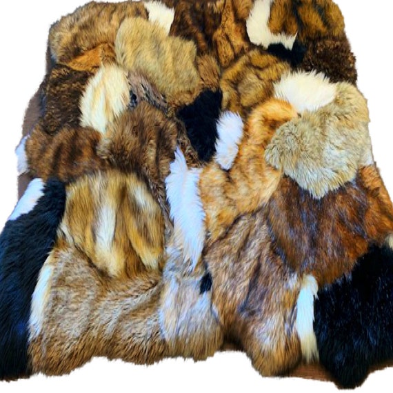 Fur Rug, Patchwork Pieced Fur, 100% Animal Friendly, Sumptuous, One of a Kind, Hand Made Throw, Designer Originals by fur Accents, USA