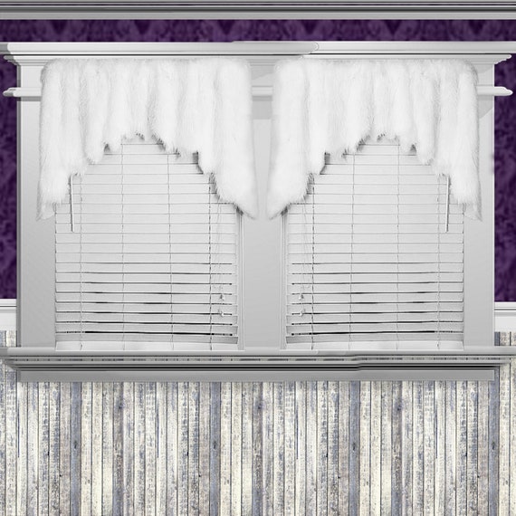 Plush Faux Fur Window Valance - Curtains - Rod Top Pocket - Shirred - Exotic - Hand Sewn - Fur Accents - USA