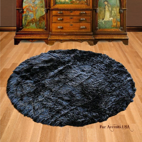 Plush Faux Fur Area Rug - Shaggy Thick Sheepskin - Oval Shape Pelt Design  - Designer Art Rug by Fur Accents USA