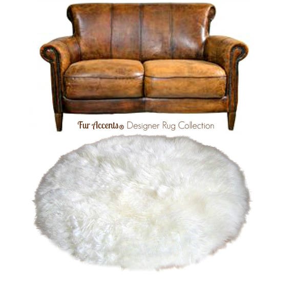 Plush Faux Fur Area Rug - Shaggy Sheepskin - Round Shape - Designer Throw Carpet - 6 Colors -Art Rug by Fur Accents - USA