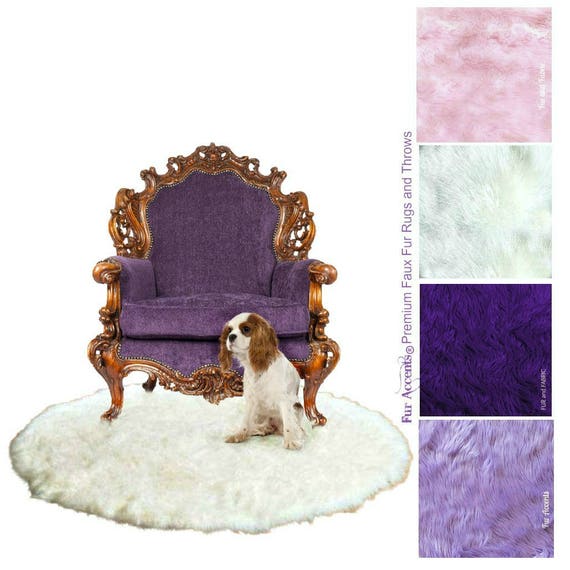 Plush Faux Fur Area Rug - Shaggy Sheepskin - Round Shape - Designer Throw Carpet - 4 Colors -Art Rug by Fur Accents - USA