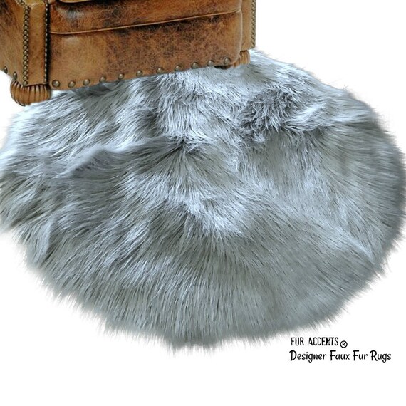 Sheepskin Rug - Faux Fur Area Rug - White,Off White,Brown,Black,Tan,Gray - Round Shag - Designer Throw Rug - Fur Accents - USA