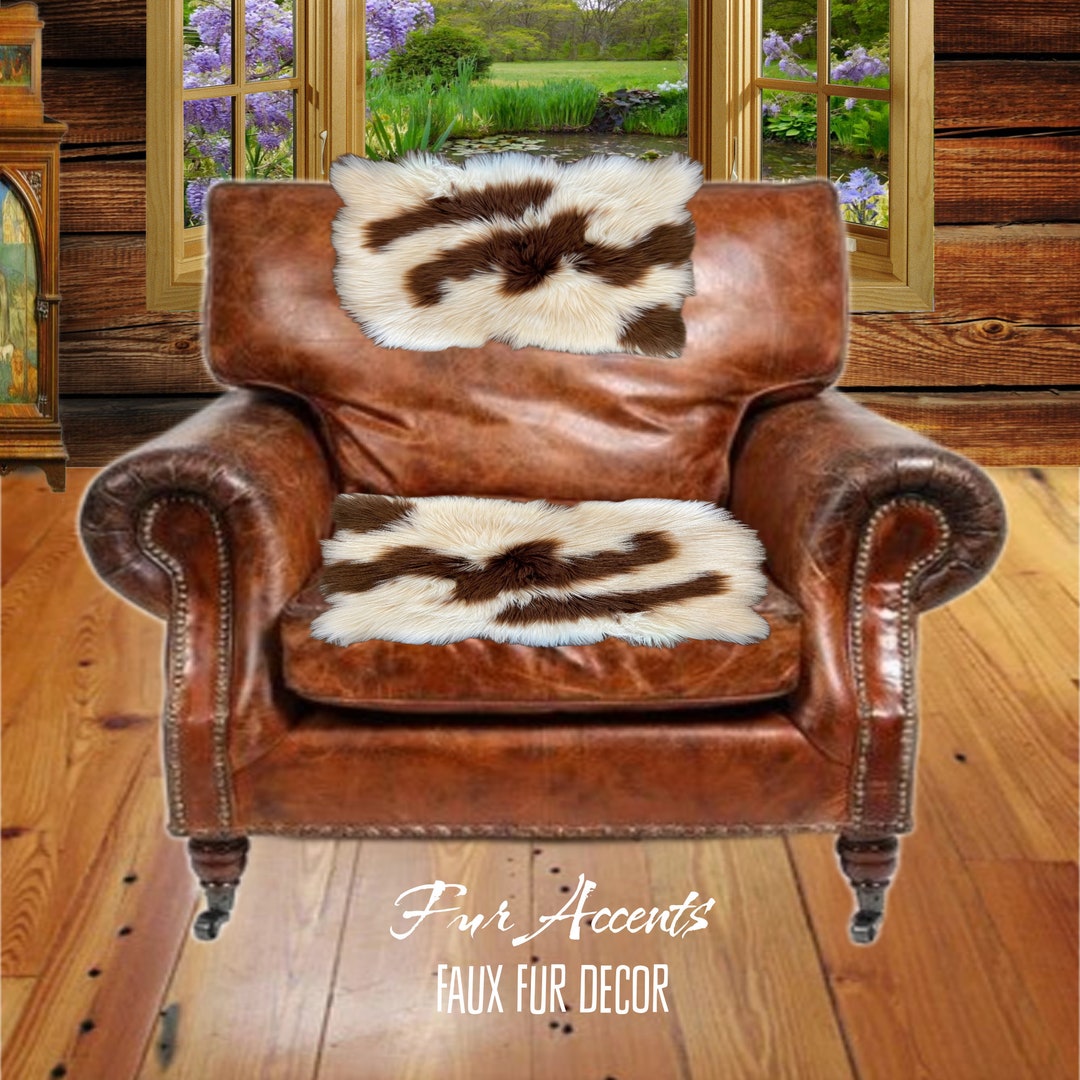 Faux Fur Spotted Sheepskin, Sofa Arm Cover, Headrest Protector, Doily