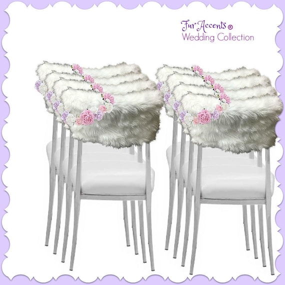 Fluffy Soft Faux Fur Chair Caps Slip Covers Shaggy Shag Fake Fur Perfect for Weddings Parties Special Events Quinceanera Ball Room 60 Colors