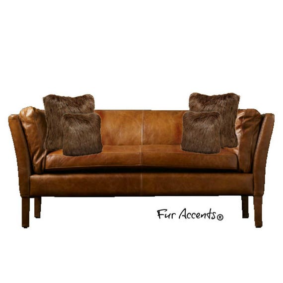 1 Plush Faux Fur Pillow - Sham - Cover - Plush Shag - Sheepskin - 3 New Sizes - Brown  - Designer Throw - Toss -  Fur Accents USA