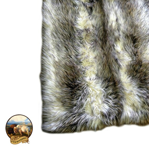 Plush  Faux Fur Throw Blanket,Gray and Off White Stripe Raccoon - Bedspread - Luxury Fur - Minky Cuddle Fur Lining Fur Accents USA