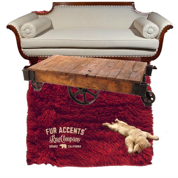 Plush Faux Fur Area Rug - Shaggy Thick Sheepskin - Rectangle Shape Pelt Design  - Designer Art Rug by Fur Accents USA
