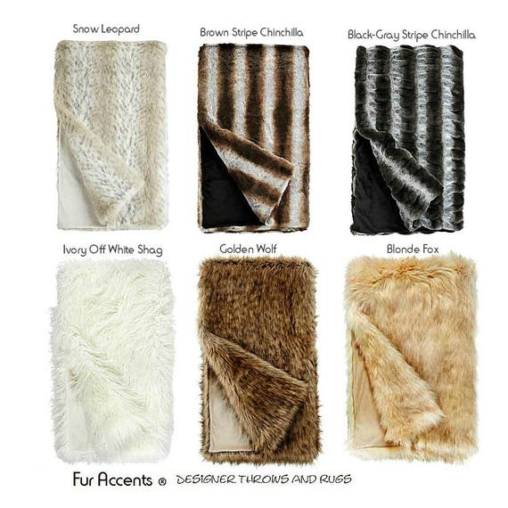 FUR ACCENTS Brown Chinchilla Throw Blanket Faux Fur Small 3/' x 5/'