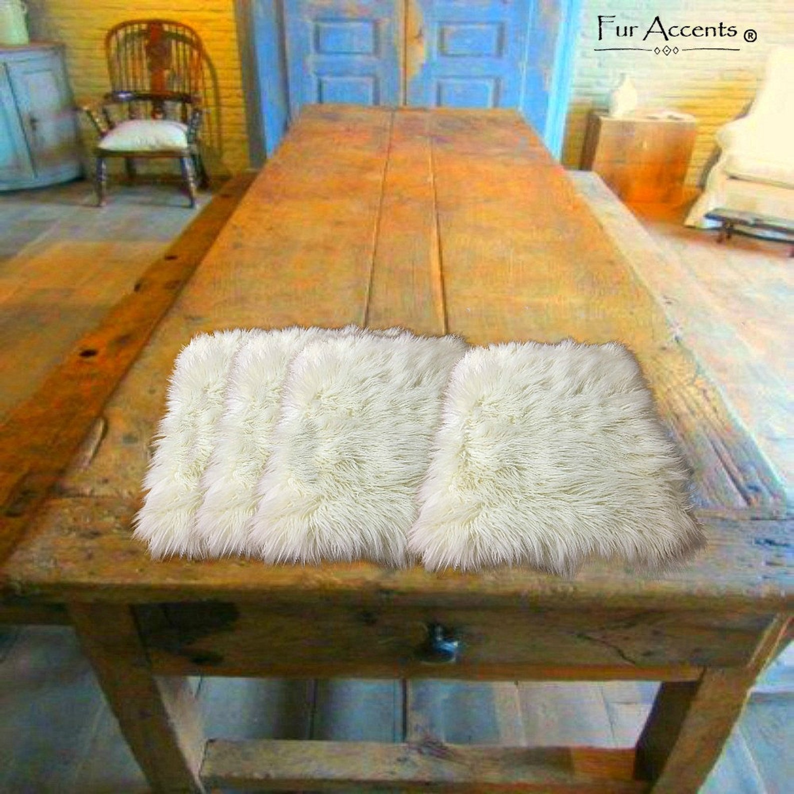 Set of 4 Plush Luxury Faux Fur Placemats Soft Sheepskin Shag Etsy