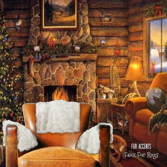 Faux Fur Wolf, Sofa Arm Cover, Headrest Protector, Doily, Loveseat, Chaise, Chair Caps, Pad, Theater Seat,  Recliner Back Fur Accents USA