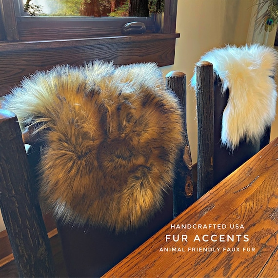 Fur Accents, 1 Pc., Faux Fur Fake Rabbit Skin Pelt, Sold Separately, Soft Shaggy, Realistic Fur, Animal Shape Pelt, Mini, Arm Cap, Head Rest