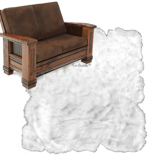 Extraordinary Faux Fur Area Rug - Shaggy Thick White Bonded Sheepskin - Country Edge Design - 6  Colors - Art Rugs by Fur Accents USA