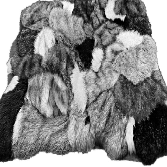 Fur Rug, Patchwork Pieced Fur, 100% Animal Friendly, Sumptuous, One of a Kind, Hand Made Throw, Designer Originals by fur Accents, USA