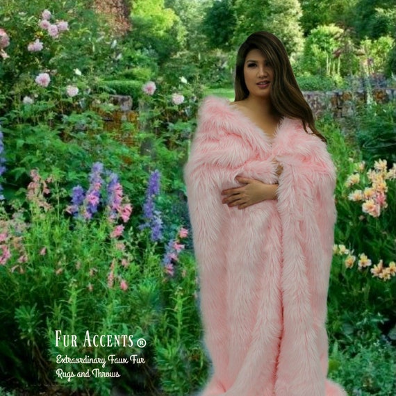 Plush Faux Fur Throw Blanket - Bedspread -  Comforter or Duvet - 25 New Colors - Shag Luxury Fur - Minky Cuddle Lining - Fur Accents - USA