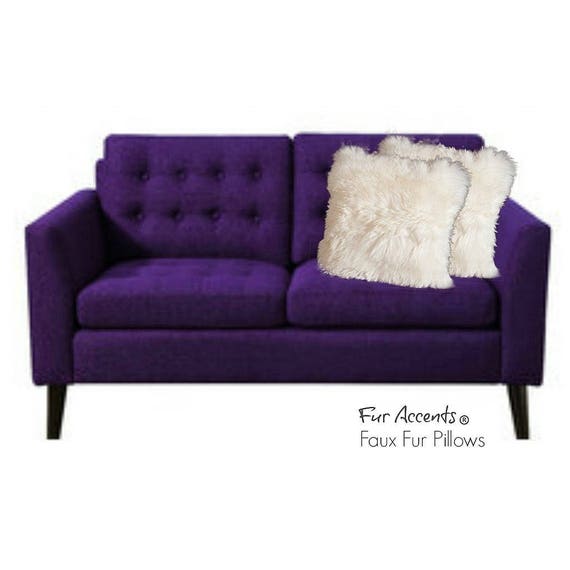 Plush Faux Fur Pillow Cover - Shag - Pillow w/Zipper - Shaggy Design - 6 Colors - Designer Throw Pillow Sham - Fur Accents - USA