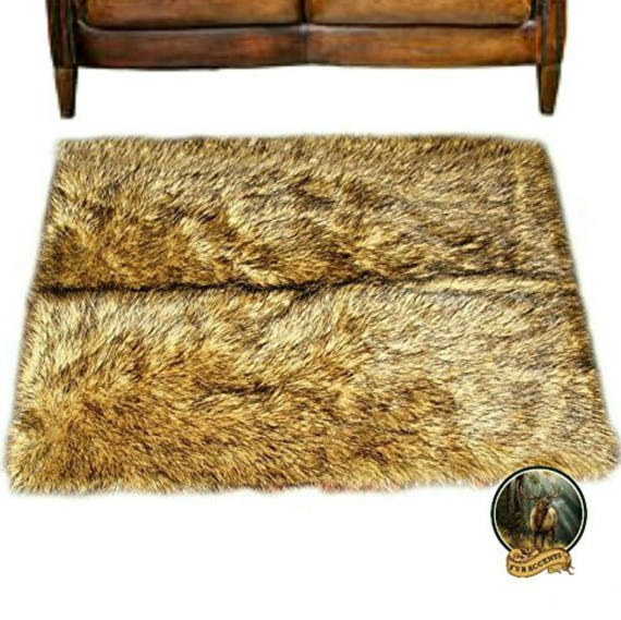 Plush Faux Fur Area Rug  - Wolf - Coyote - Bear Skin -  Sheepskin - Designer Throw Rug - Toss -  100% Animal Friendly by Fur Accents - USA