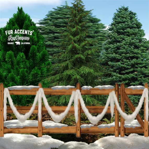 Faux Fur Christmas Tree Garland - Shaggy - White - Strand - Ornament - Tree Trim - Decoration - 1"-2" Thick - Made by Fur Accents-in the USA
