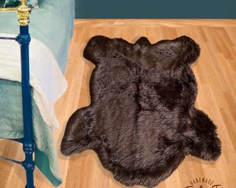 動物に優しいクマの頭のクマ皮ラグ、フェイクファー、全サイズと全色