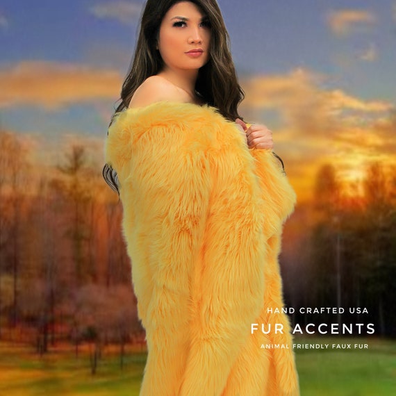 Soft Shaggy Faux Fur, Designer Throw Blanket, Bedspreads, Comforters, Bedding, Pillow Shams, Soft Minky Lining, Hand Made by Fur Accents USA