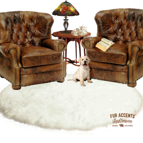 Plush Faux Fur Area Rug - Shaggy Sheepskin - Round Shape - Designer Throw Carpet - 6 Colors -Art Rug by Fur Accents - USA