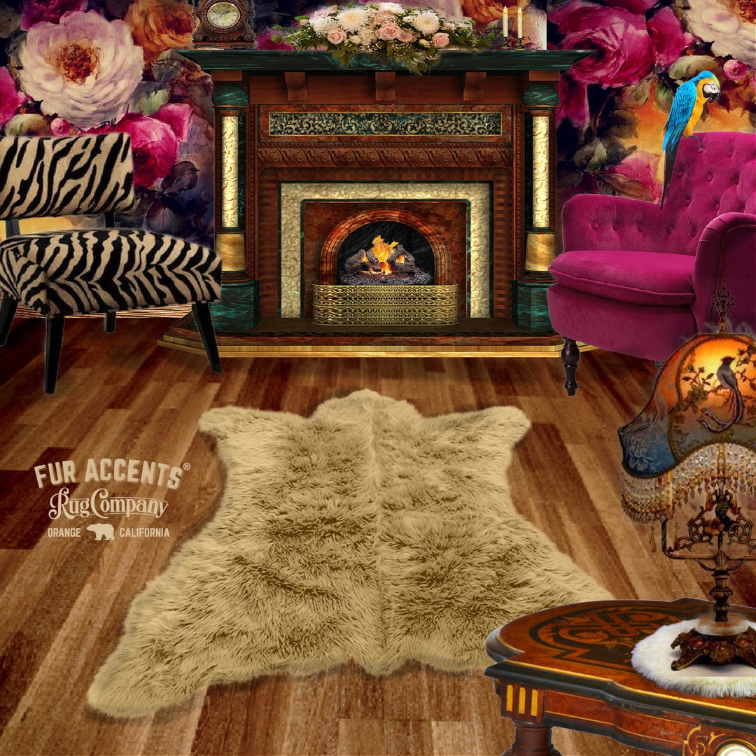 Faux Bear Skin Rug Faux Fur Area Rug White,off White,brown,black,tan