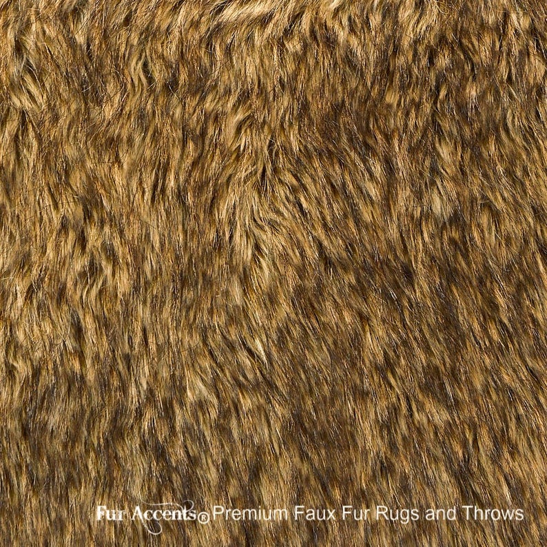 Coyote Fur Accents Plush Faux Fur Throw Blanket Luxury Fur Light Golden Brown Wolf USA Fur Minky Cuddle Fur Lining Bedspread