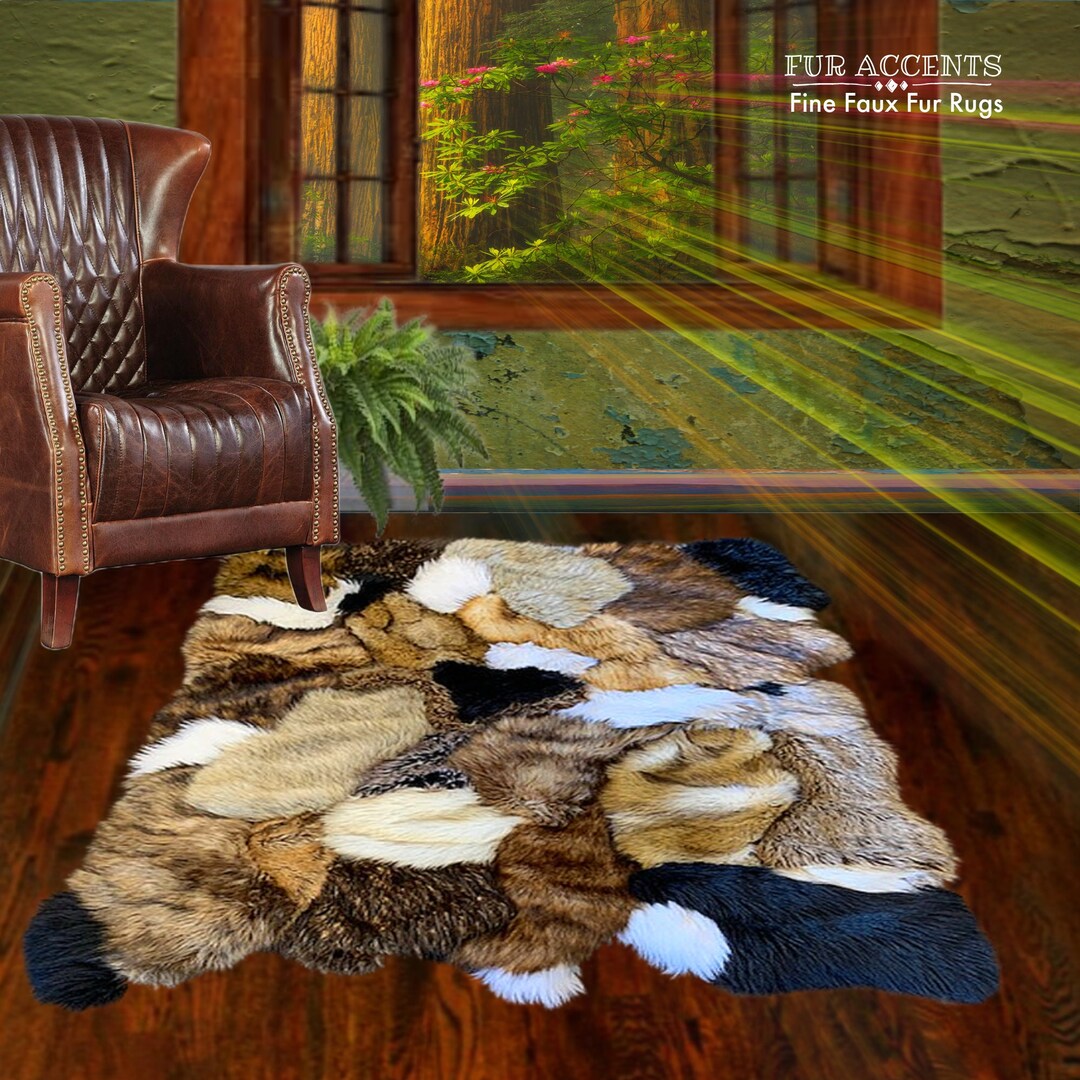 Little Fur Rug Patchwork Faux Fur Rug – Handmade Animal-friendly Throw - Etsy