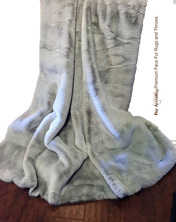 Plush  Faux Fur Throw Blanket, Super Soft Bunny Rabbit Bedspread - Luxury Fur - White, Off White, Black, Gray, Charcoal Shag Fur Accents USA