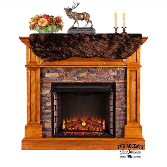 Plush Faux Fur Fireplace Mantle Scarf- Luxury Golden Wolf Fur - Dresser - Hutch - Buffet - Table Runner - Fur Accents Originals USA