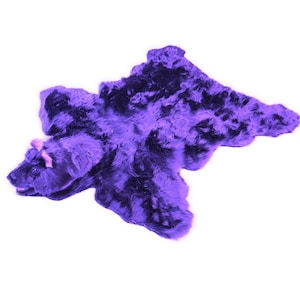 Dywan ze skóry niedźwiedzia - ręcznie robiony - realistyczny - naturalnej wielkości - luksusowe futro - brązowy - biały - czarny - złamana biel - akcenty futrzane USA