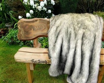 Coperta in pelliccia sintetica Arctic Fox, toni del grigio, copriletto di lusso