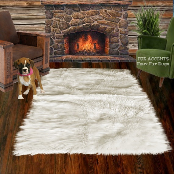 Plush Faux Fur Area Rug - Shaggy Thick Sheepskin - Rectangle Shape Pelt Design  - Throw 6 Colors Designer Art Rug by Fur Accents USA