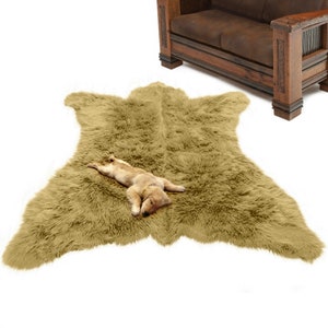 Americana Bear Skin Area Rug Plush Faux Fur Thick Fur Bonded Non Slip Back Animal Pelt Shape Designer Throw Fur Accents USA image 5